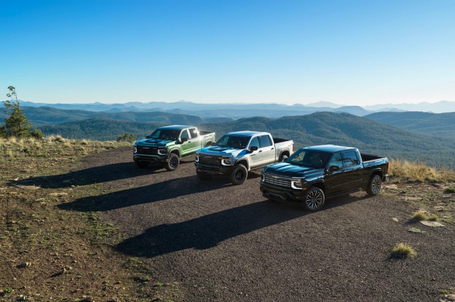 Three 2027 Chevrolet Silverado 1500 trucks