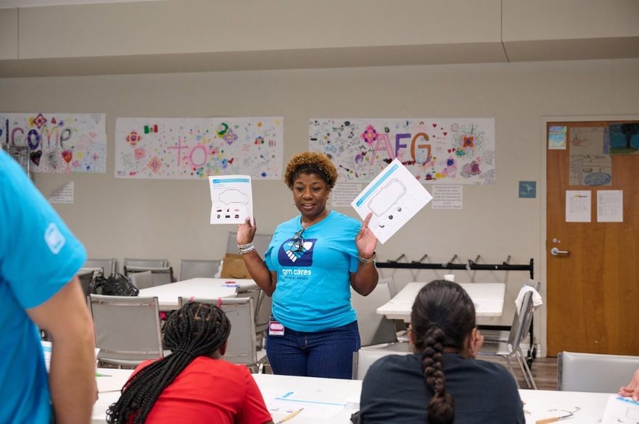 A teacher in a Detroit-area classroom
